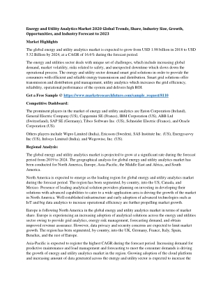 Energy and Utility Analytics Market 2020 Global Trends, Share, Industry Size, Growth, Opportunities, and Industry Foreca
