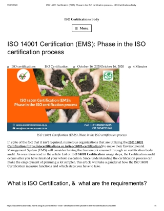 What is ISO 14001 Certification? How many phase in ISO Certification process?