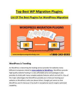 Top Best WP Migration Plugins. List Of The Best Plugins For WordPress Migration