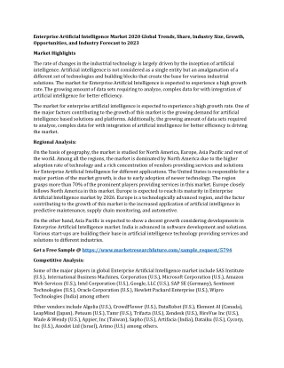 Enterprise Artificial Intelligence Market 2020 Global Trends, Share, Industry Size, Growth, Opportunities, and Industry