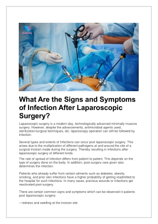 What Are the Signs and Symptoms of Infection After Laparoscopic Surgery?