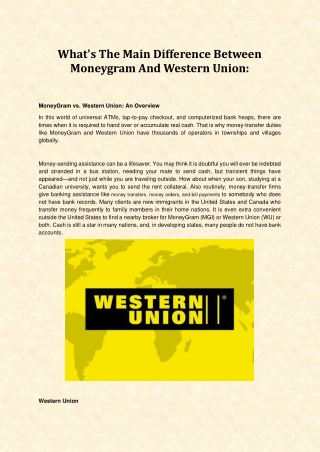 Western Union International Money Transfer