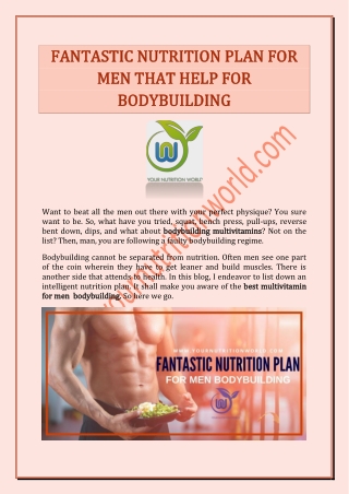 Best NUTRITION PLAN FOR MEN THAT HELP FOR BODYBUILDING