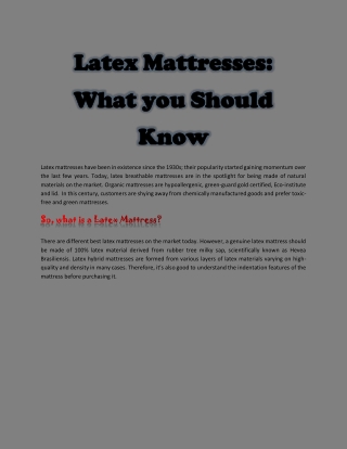 Latex Mattresses: What you Should Know
