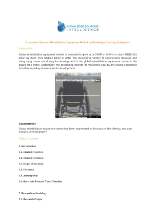 Exhaustive Study on Rehabilitation Equipment Market