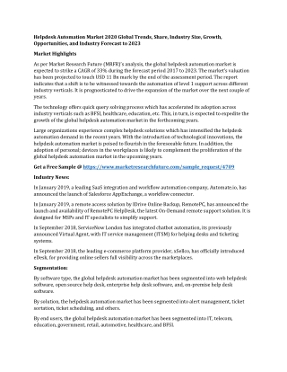 Helpdesk Automation Market 2020 Global Trends, Share, Industry Size, Growth, Opportunities, and Industry Forecast to 202