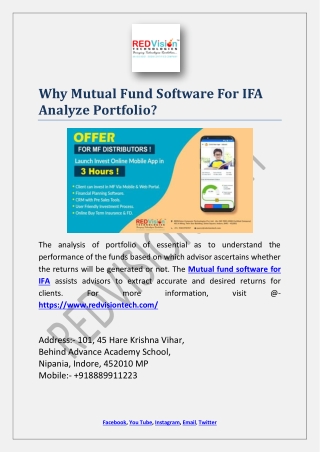 Why Mutual Fund Software For IFA Analyze Portfolio?