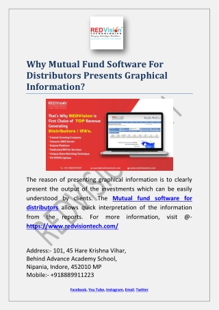 Why Mutual Fund Software For Distributors Presents Graphical Information?