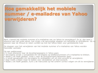 Hoe gemakkelijk het mobiele nummer / e-mailadres van Yahoo verwijderen?