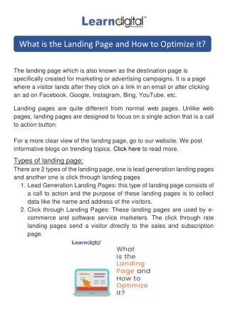 What is the Landing Page and How to Optimize It?
