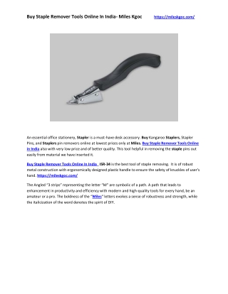 Buy Staple Remover Tools Online In India- Miles Kgoc