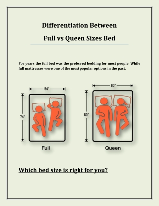 Differentiation Between Full vs Queen Sizes Bed
