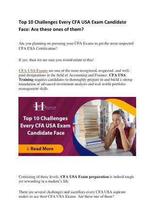 Top 10 Challenges Every CFA USA Exam Candidate Face: Are these ones of them?