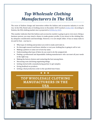 List of Best Clothing Manufacturers