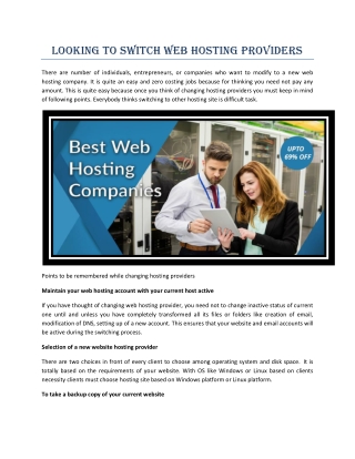 Looking to Switch Web Hosting Providers