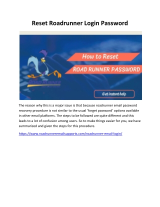 Reset Roadrunner Login Password
