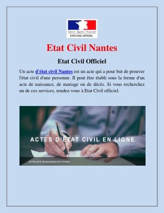 Etat Civil Nantes | Etat Civil Officiel