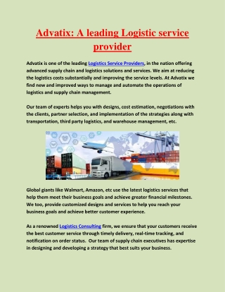 Advatix: A leading Logistic service provider