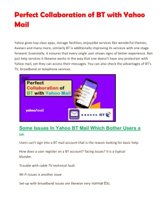 Perfect Collaboration of BT with Yahoo Mail
