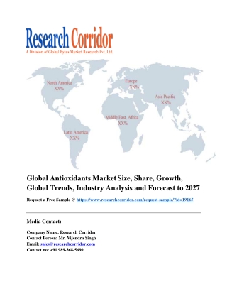 Global Antioxidants Market Size, Share, Growth, Global Trends, Industry Analysis and Forecast to 2027