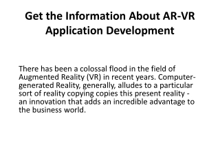 AR-VR Application Development PPT