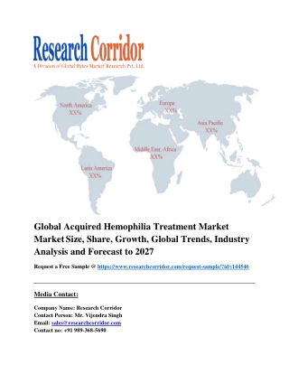 Global Acquired Hemophilia Treatment Market Market Size, Share, Growth, Global Trends, Industry Analysis and Forecast to