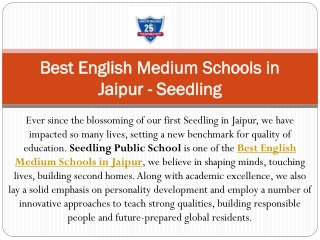 Best English Medium Schools in Jaipur - Seedling