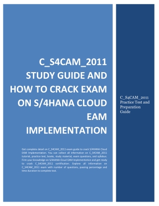 How to Prepare for C_S4CAM_2011 exam on S/4HANA Cloud EAM Implementation