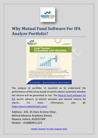 Why Mutual Fund Software For IFA Analyze Portfolio?