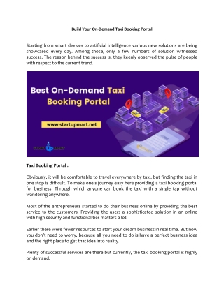 How to Build your Own On Demand Taxi Booking Portal?