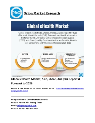 Global eHealth Market Trends, Size, Competitive Analysis and Forecast 2020-2026