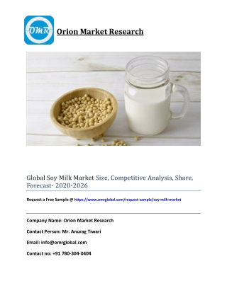 Global Soy Milk Market Size, Competitive Analysis, Share, Forecast- 2020-2026