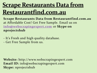 Scrape Restaurants Data from Restaurantfind.com.au