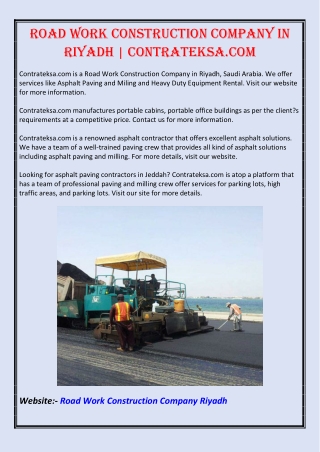 Road Work Construction Company in Riyadh | Contrateksa.com