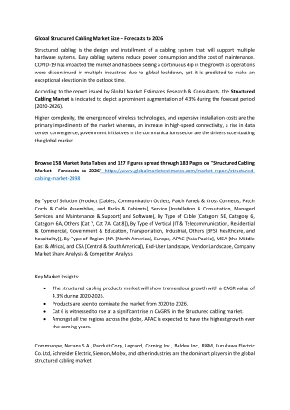 Structured Cabling Market Size - Forecasts to 2026