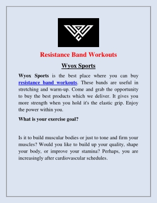 Resistance Band Workouts at Cheap Rates | Wyox Sports