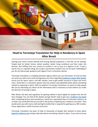 Head to Torrevieja Translation for Help in Residency in Spain After Brexit