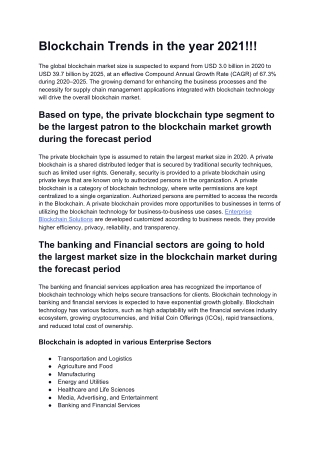 Blockchain Trends in the year 2021!!!