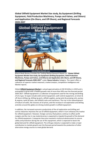 Global Oilfield Equipment Market Research Report Forecast 2027