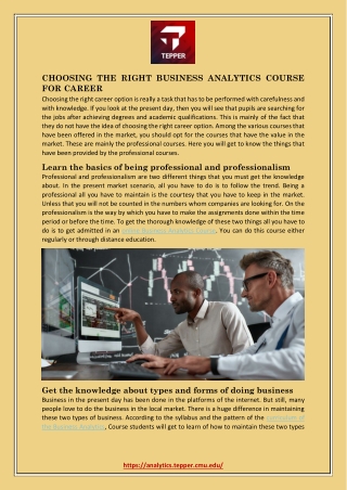 Choosing The Right Business Analytics Course For Career