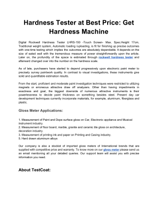 Hardness Tester at Best Price: Get Hardness Machine