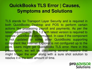 I am getting QuickBooks TLS Error! How can I fix it?