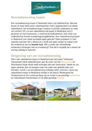 Recreatiewoning kopen