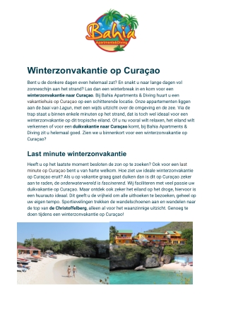 Bahia Apartments & Diving - Winterzonvakantie