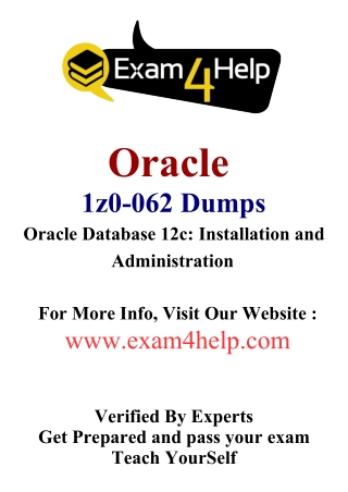 Oracle 1z0-062 Dumps - 1z0-062 Dumps PDF | Exam4Help.com