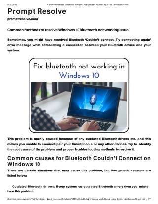 Common methods to resolve Windows 10 Bluetooth not working issue