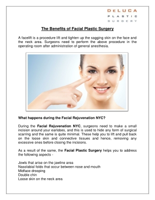 The Benefits of Facial Plastic Surgery
