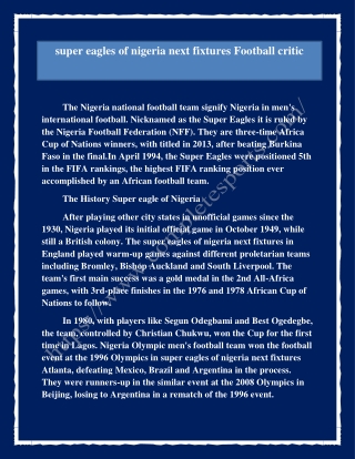 The First FIFA World cup of super eagles of Nigeria