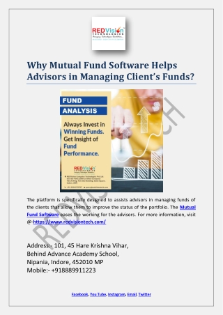 Why Mutual Fund Software Helps Advisors in Managing Client’s Funds?