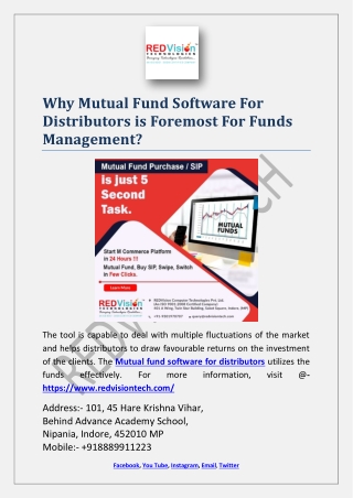 Why Mutual Fund Software For Distributors is Foremost For Funds Management?